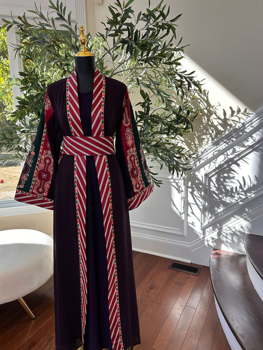 Purple Embroidery Tatreez Embellished Thobe