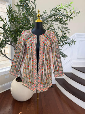 Heritage Bloom Tan Tatreez Jacket