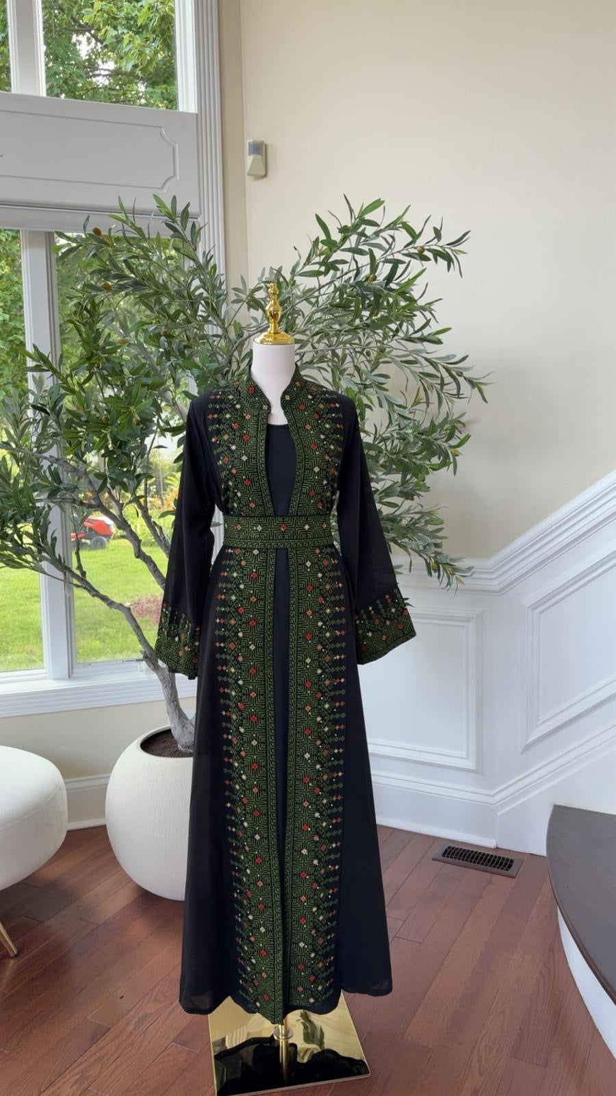 Green Tatreez Heritage Bloom Abaya