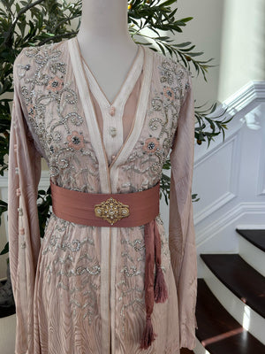 Light Pink Beaded Stone Kuftan