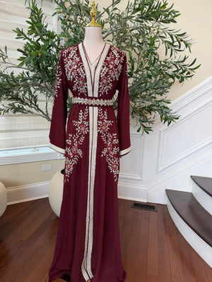 Red Royale Rose Beaded Kuftan