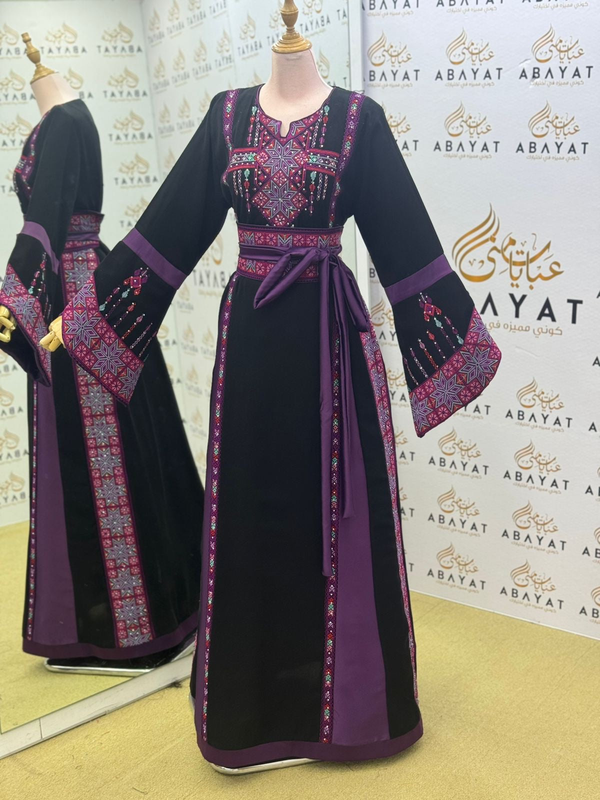 Black Embroidery Tatreez Embellishd Thobe