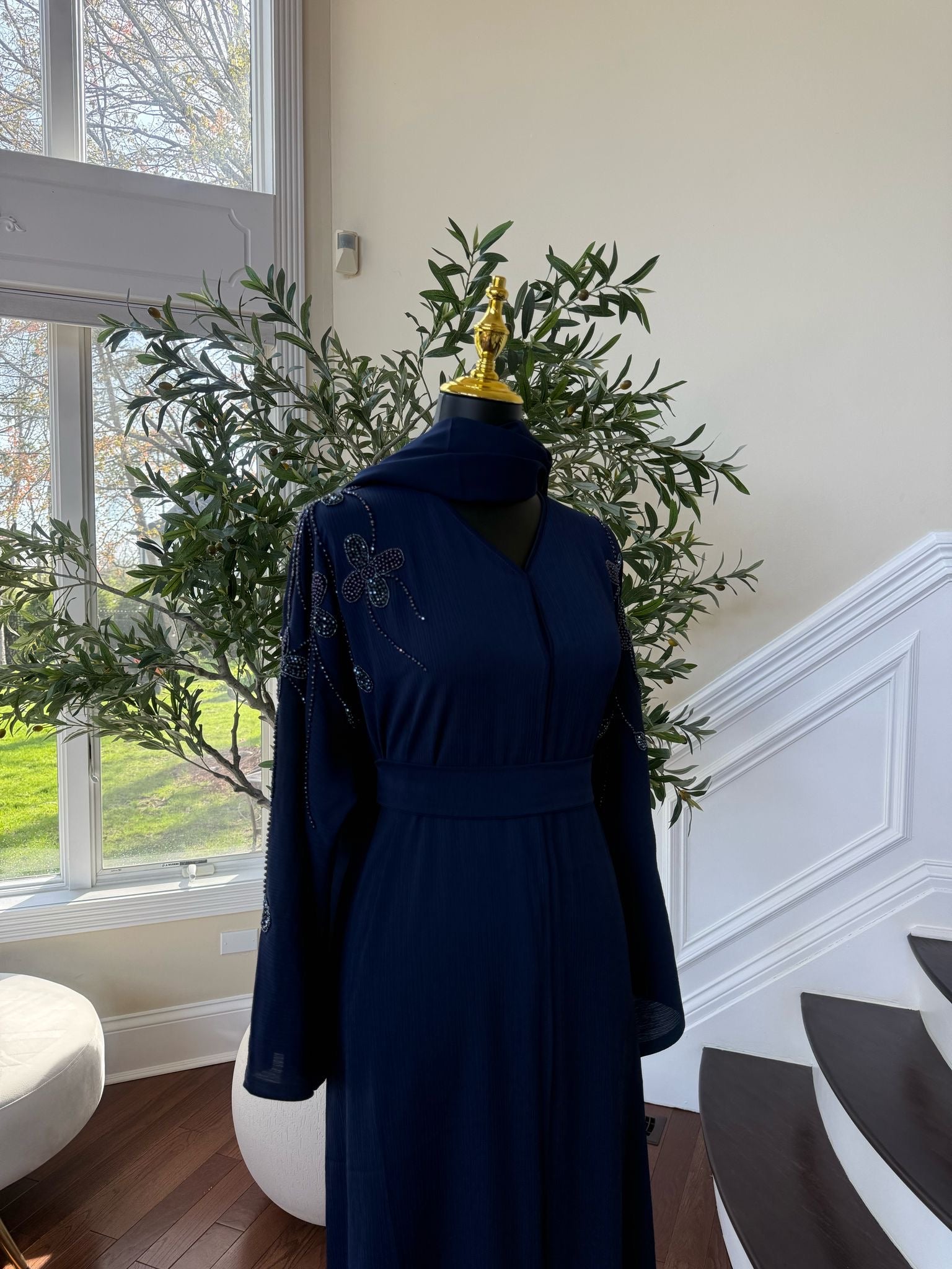 Blue Beaded Abaya