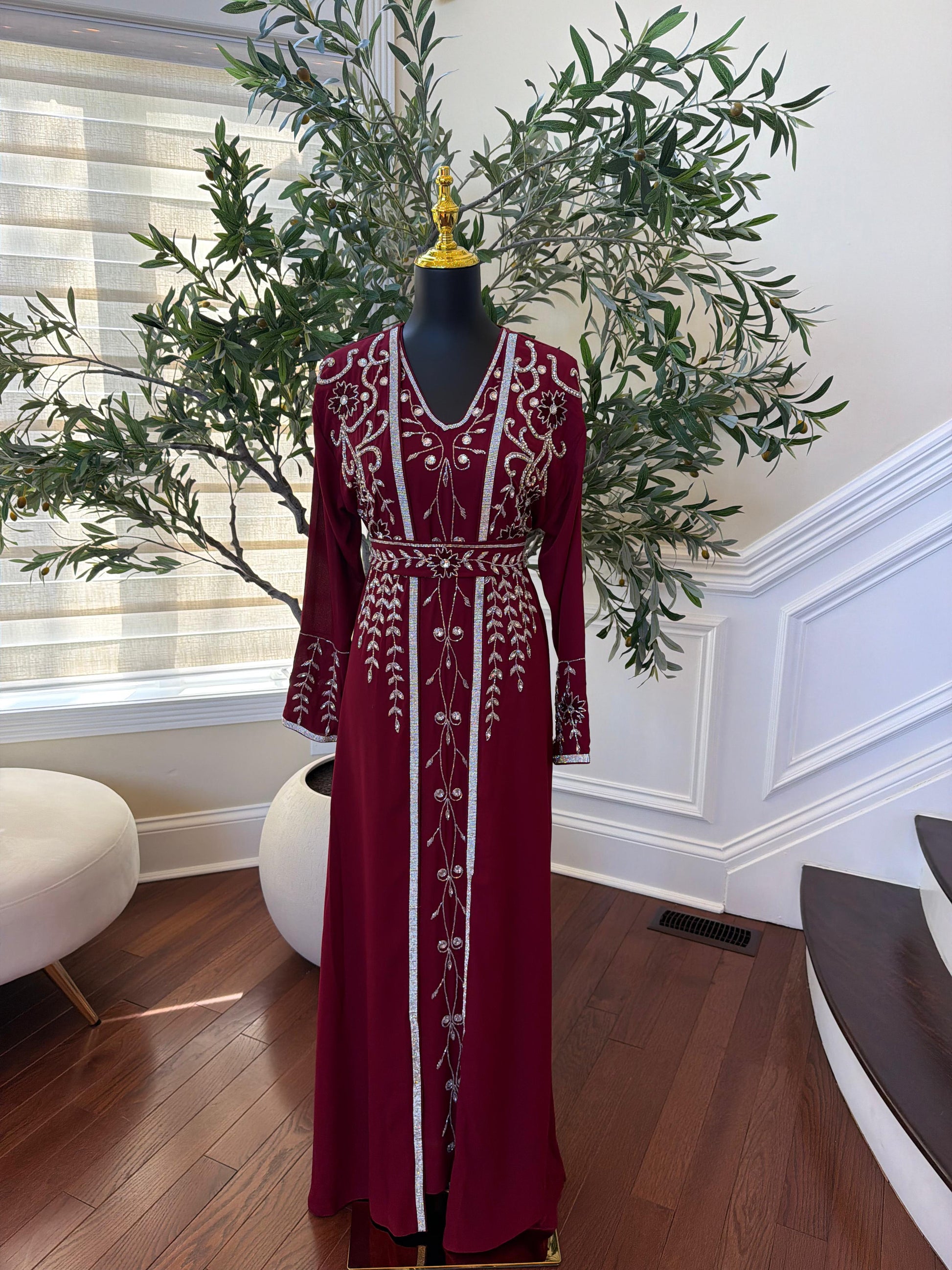Royale Red Beaded Two Piece Kuftan