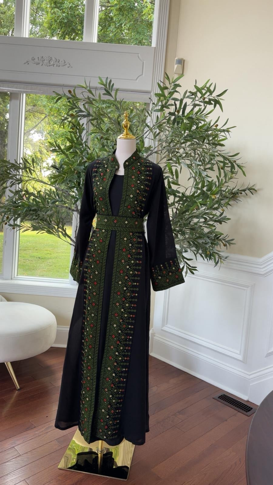 Green Tatreez Heritage Bloom Abaya