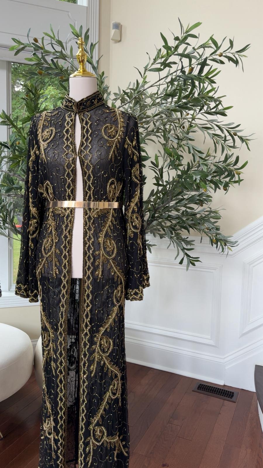 Golden Black Essence Charm Abaya