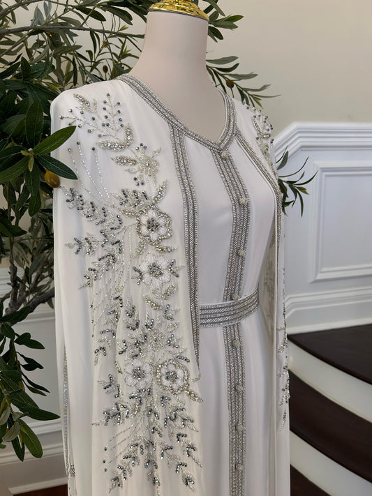 White Royale Floral Kuftan