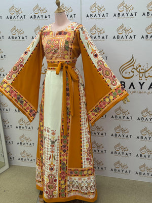 Mustard Bloom Heritage Embroidered Thobe
