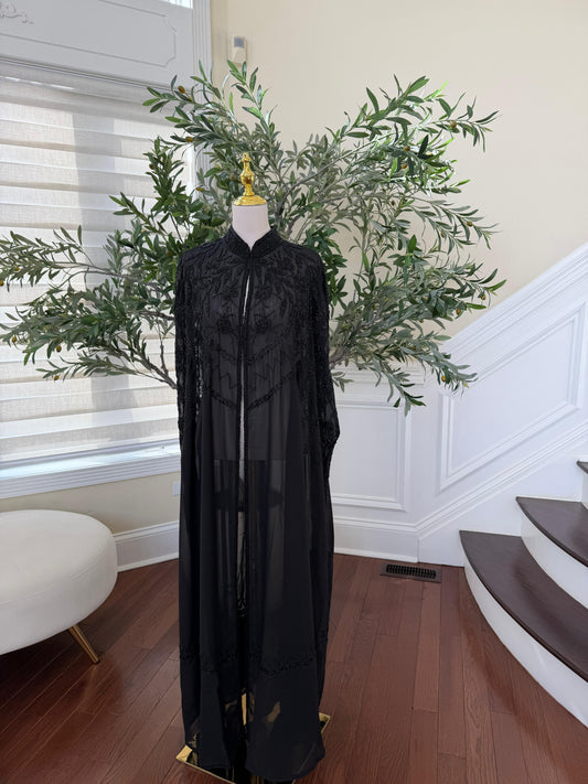 Black Open Cardigan Abaya