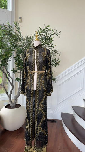 Golden Black Essence Charm Abaya