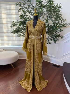 Olive Green Majestic Beaded Kuftan