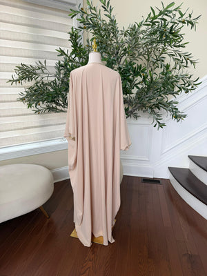 Cream Tatreez Elegance Beaded Butterfly Abaya