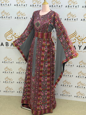 Royal Rose Grey Embroidery Elegance Thobe