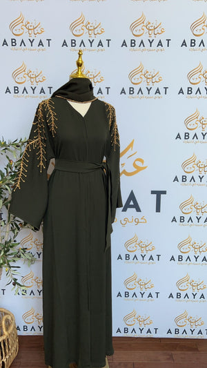 Golden Green Charm Abaya