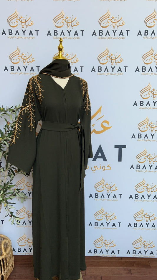 Golden Green Charm Abaya