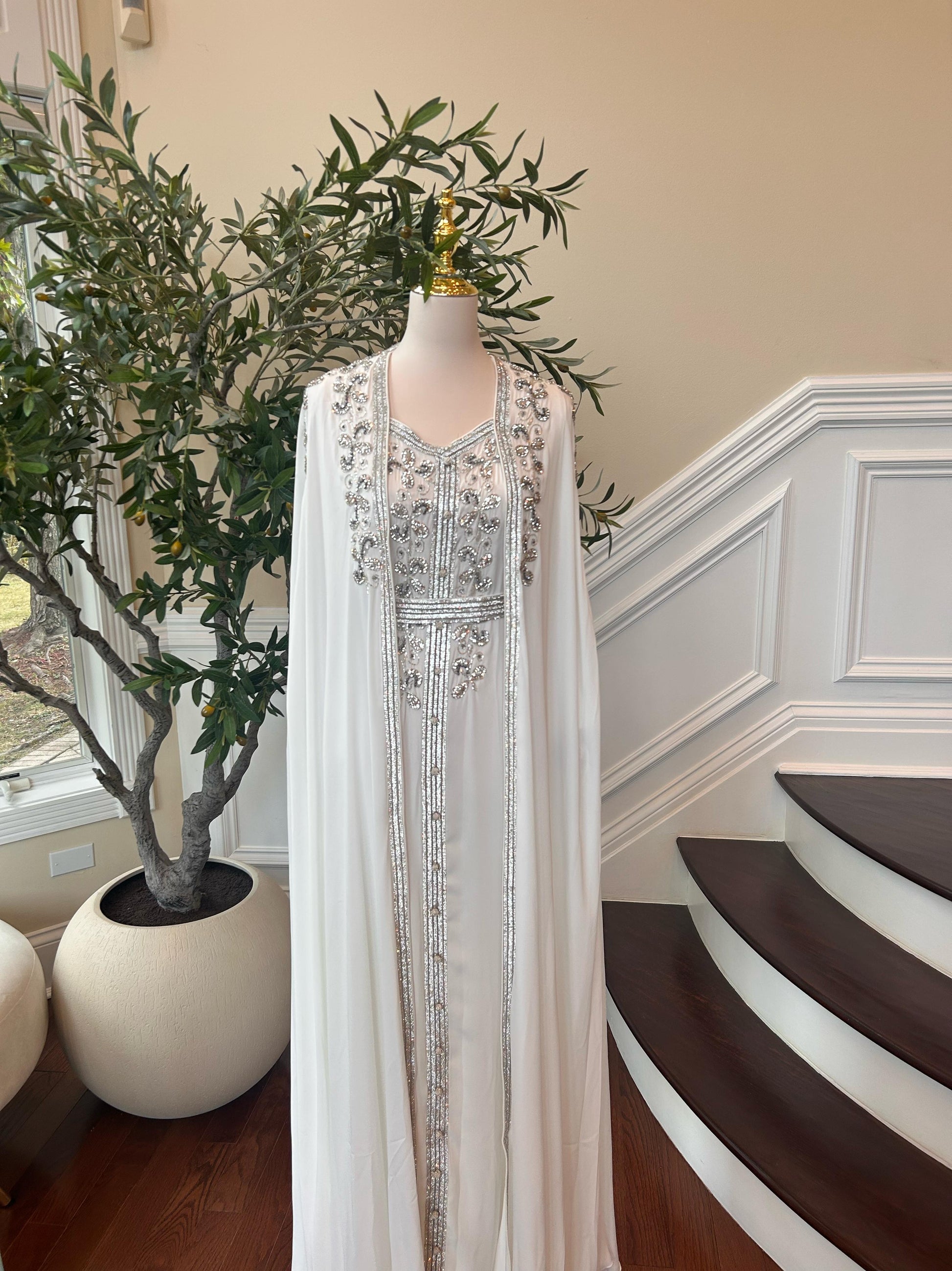 White Luxe Beaded Kuftan