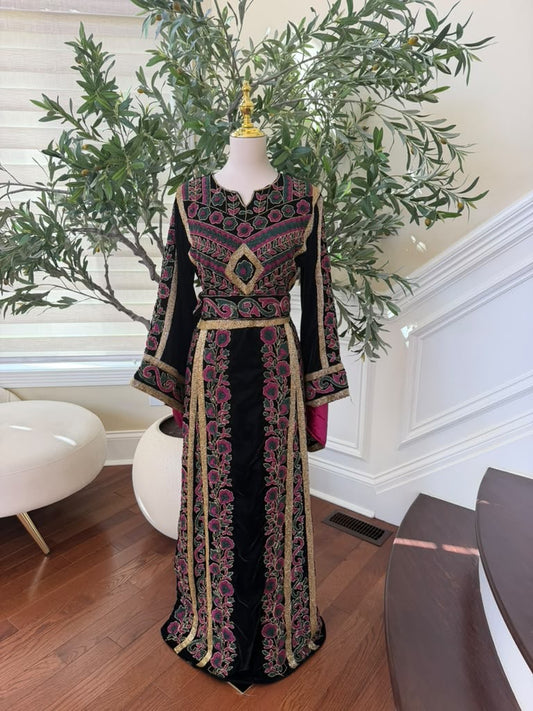 Midnight Rose Embroidered Thobe (scarf not included)