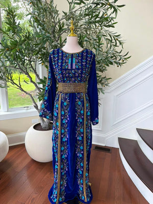 Blue Velvet Beaded Stone Elegance Thobe