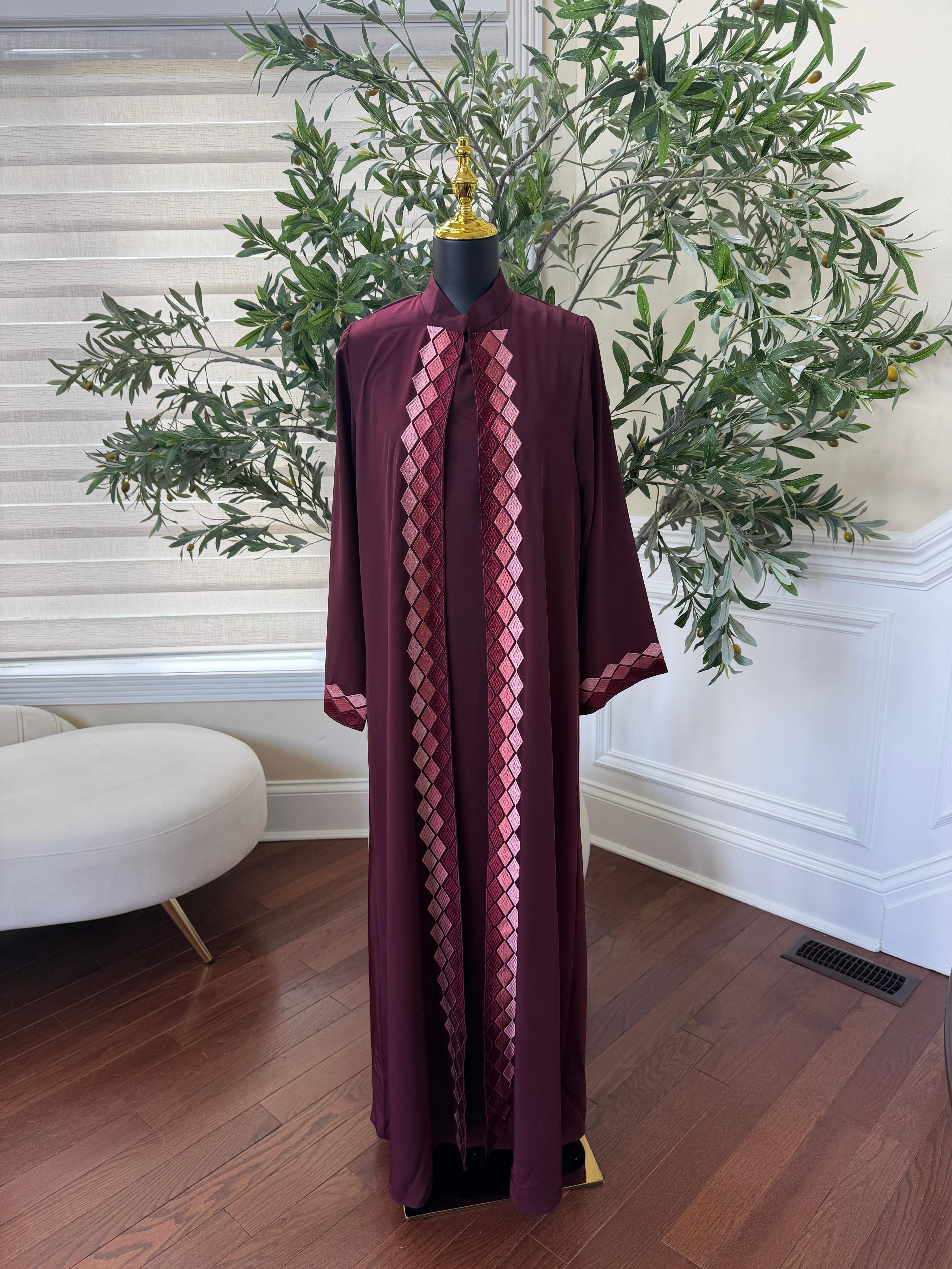 Red Two Piece Cardigan Abaya