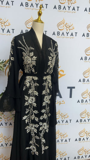 Elegant Ruffled Black Abaya