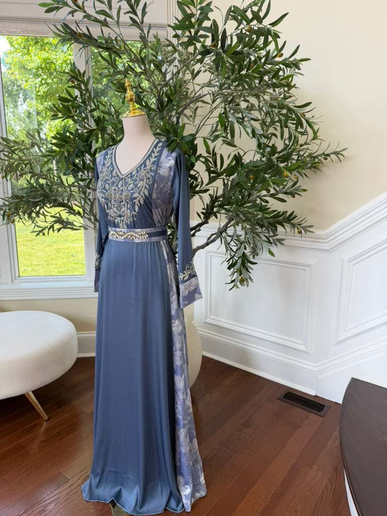 Ocean Breeze Embroidery Beaded Kuftan