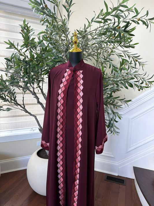 Red Two Piece Cardigan Abaya