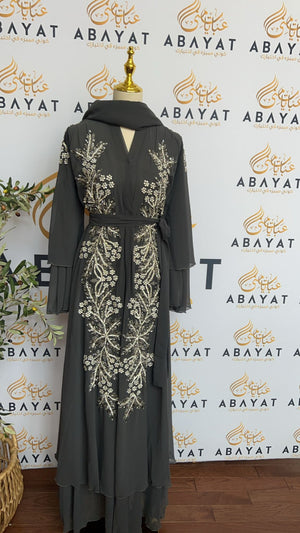 Elegant Grey Sequence Abaya