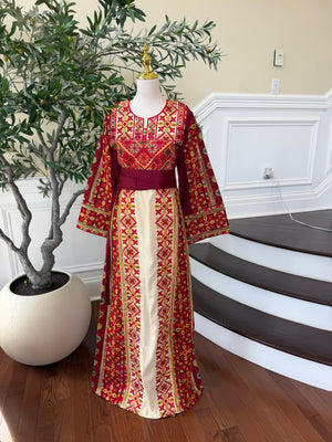 Cream Embroidery Tatreez Sabal Kharaz Thobe
