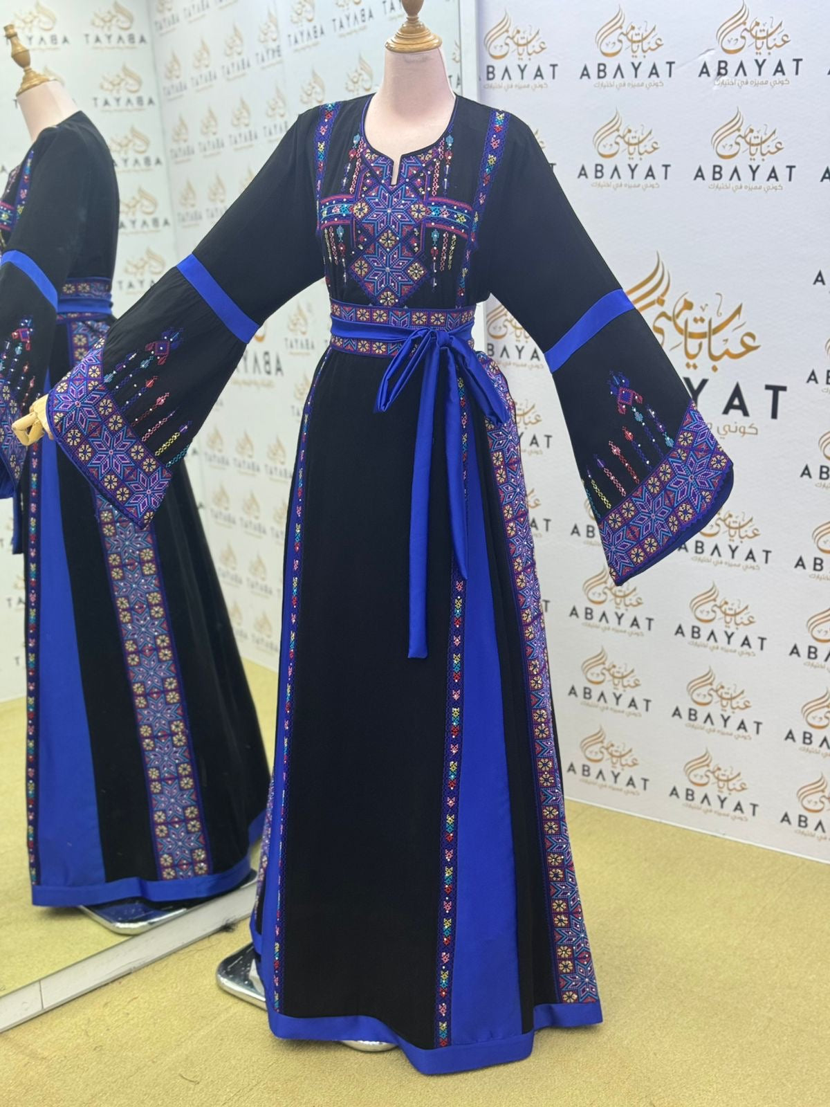 Black Embroidery Embellished Tatreez Thobe