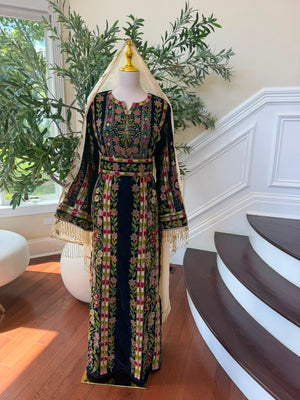 Green Embroidery Stone Elegance Thobe