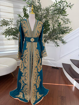 Turquoise Golden Stone Kuftan
