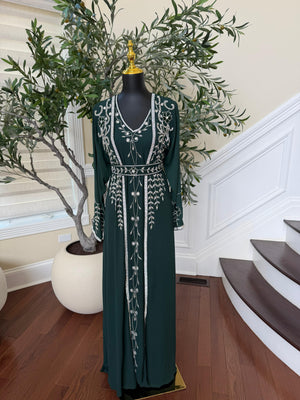 Emerald Green Beaded Rose Kuftan