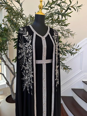 Black Floral Design Elegance Kuftan