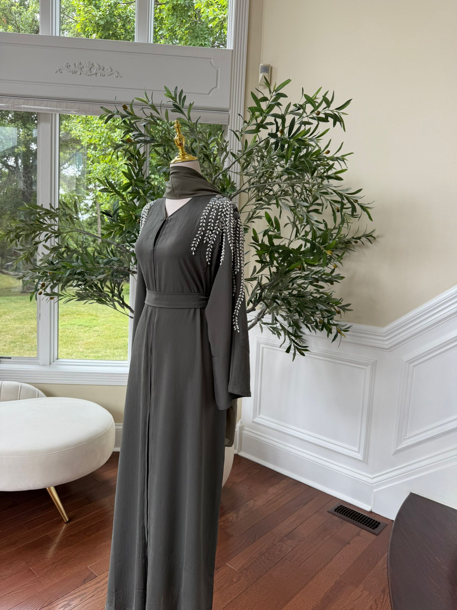 Olive Luxe Crystal Abaya