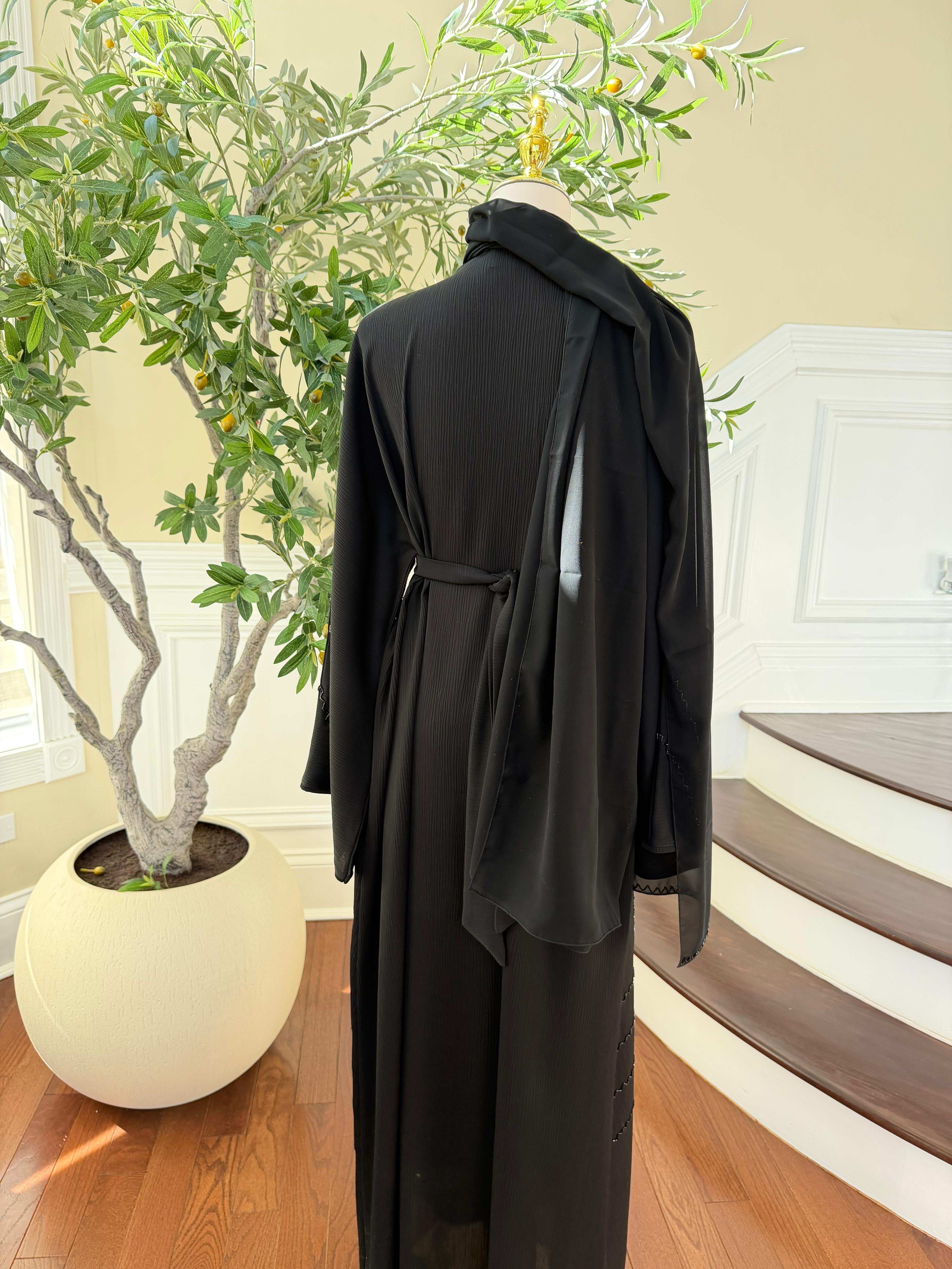 Black Charm Beaded Abaya