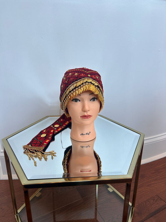 Embroidery Red Tatreez HeadPiece
