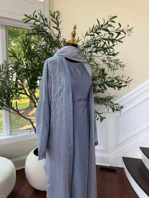 Light Dust Blue Sparkle Cardigan Abaya