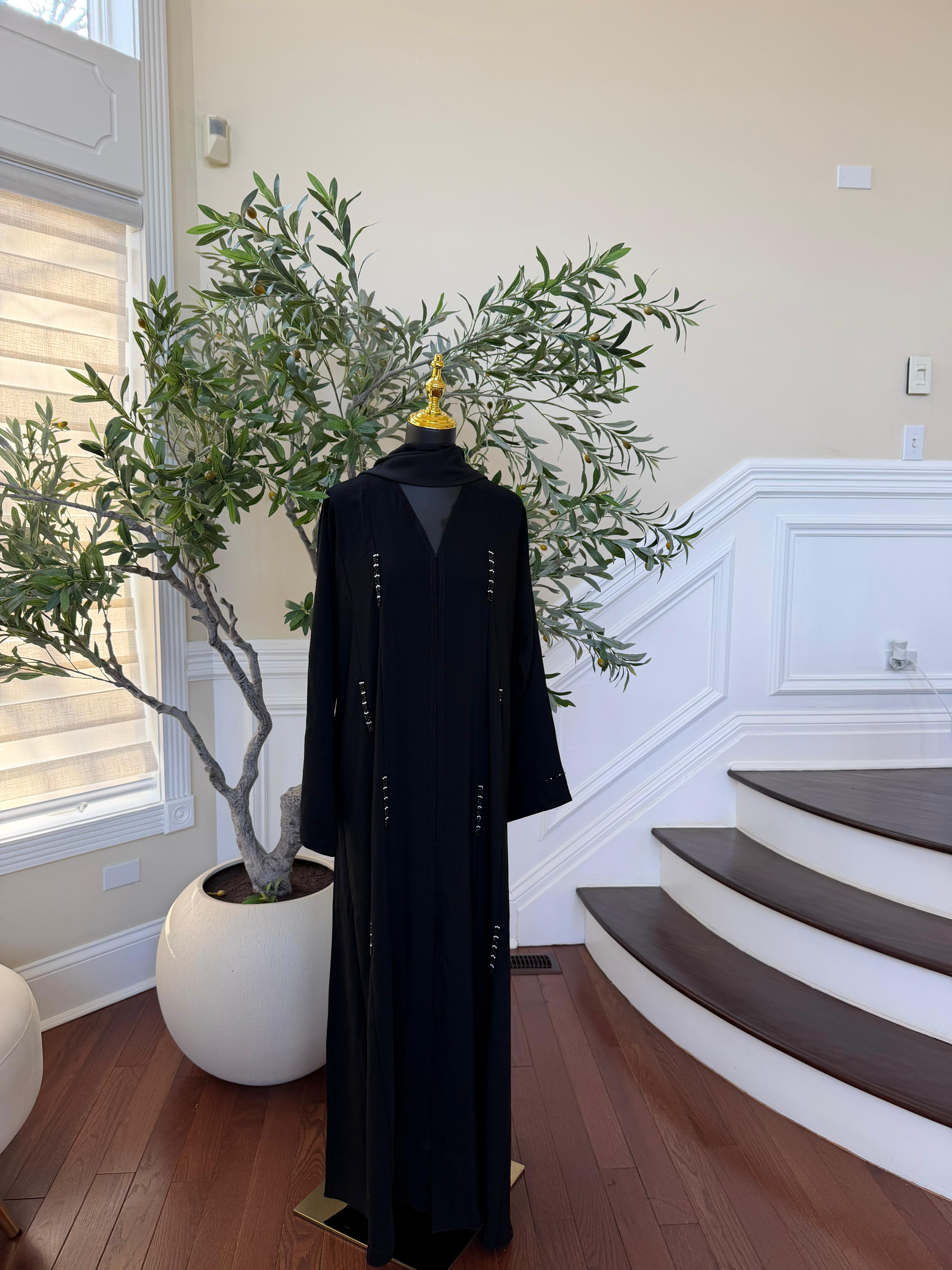 Black Beaded Essence Ramadan Abaya