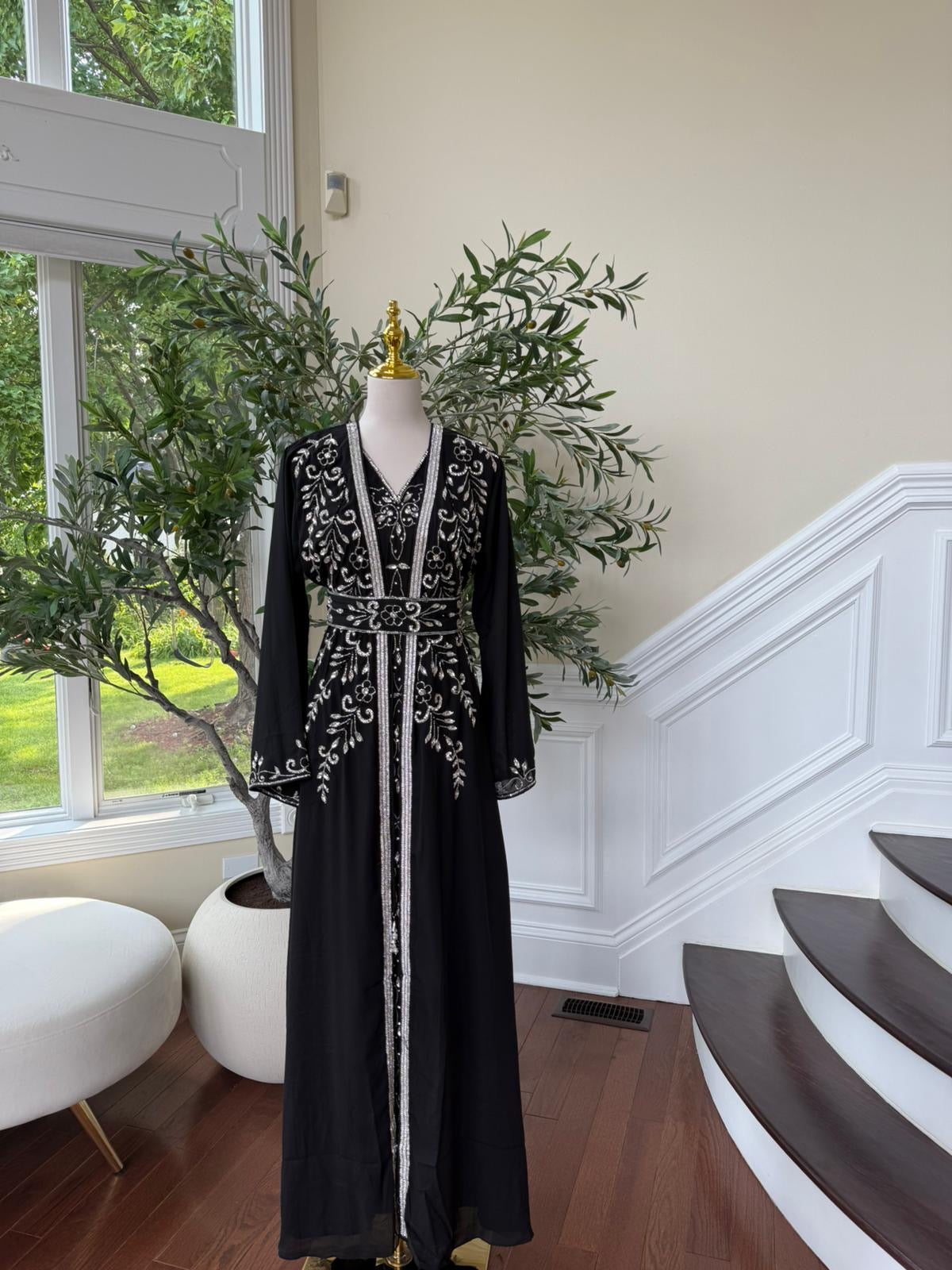 Majestic Black Beaded Kuftan