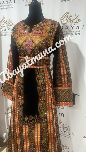 Multicolor Embroidery Thobe with Belt