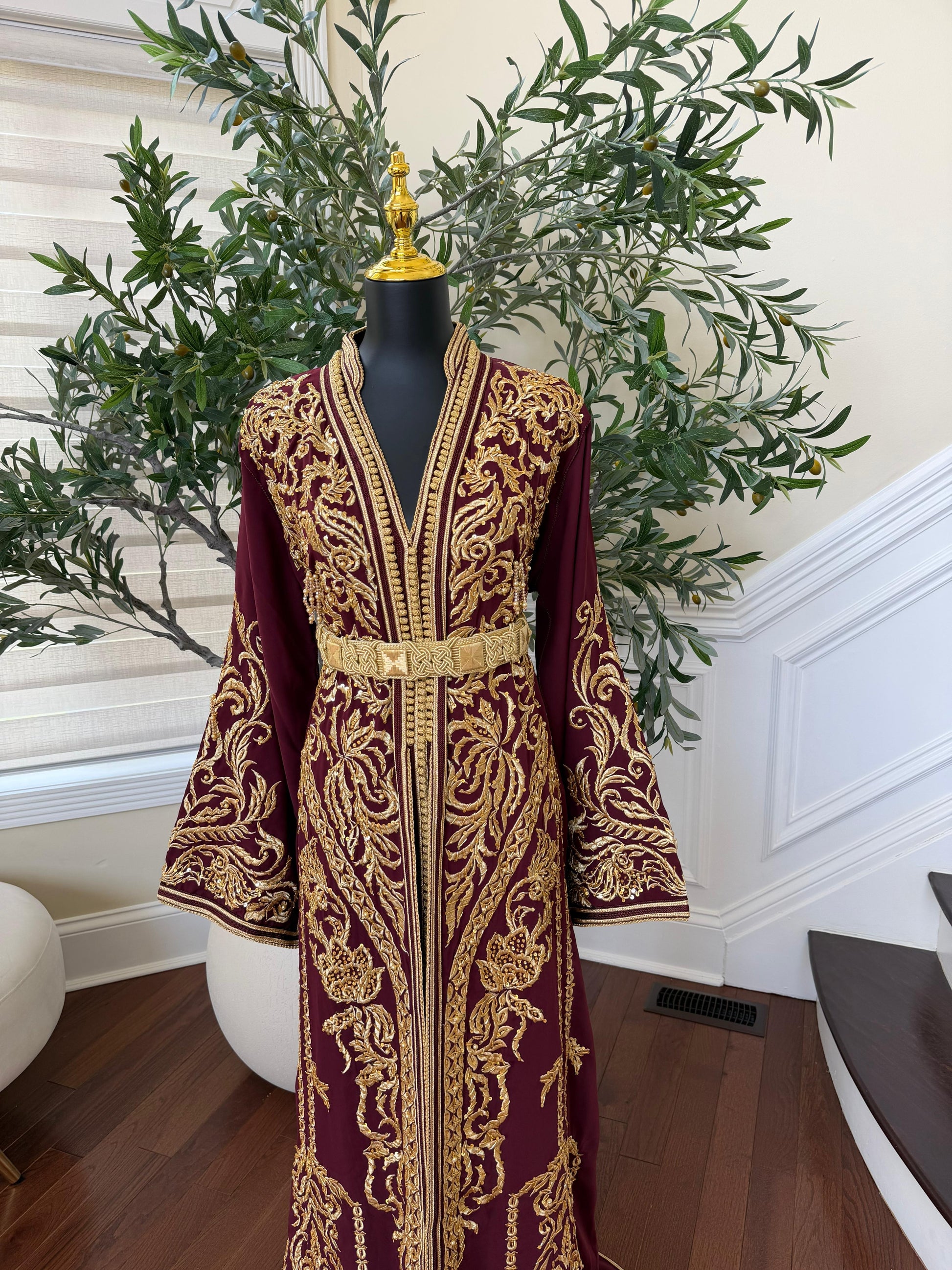 Burgundy Golden Essence Kuftan