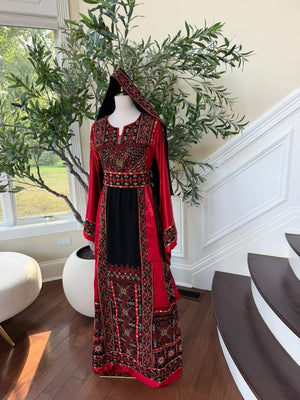 Red And Black satin embroidery tatreez (scarf not included)