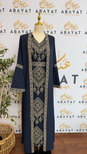 Elegant Navy Abaya with Intricate Embroidery