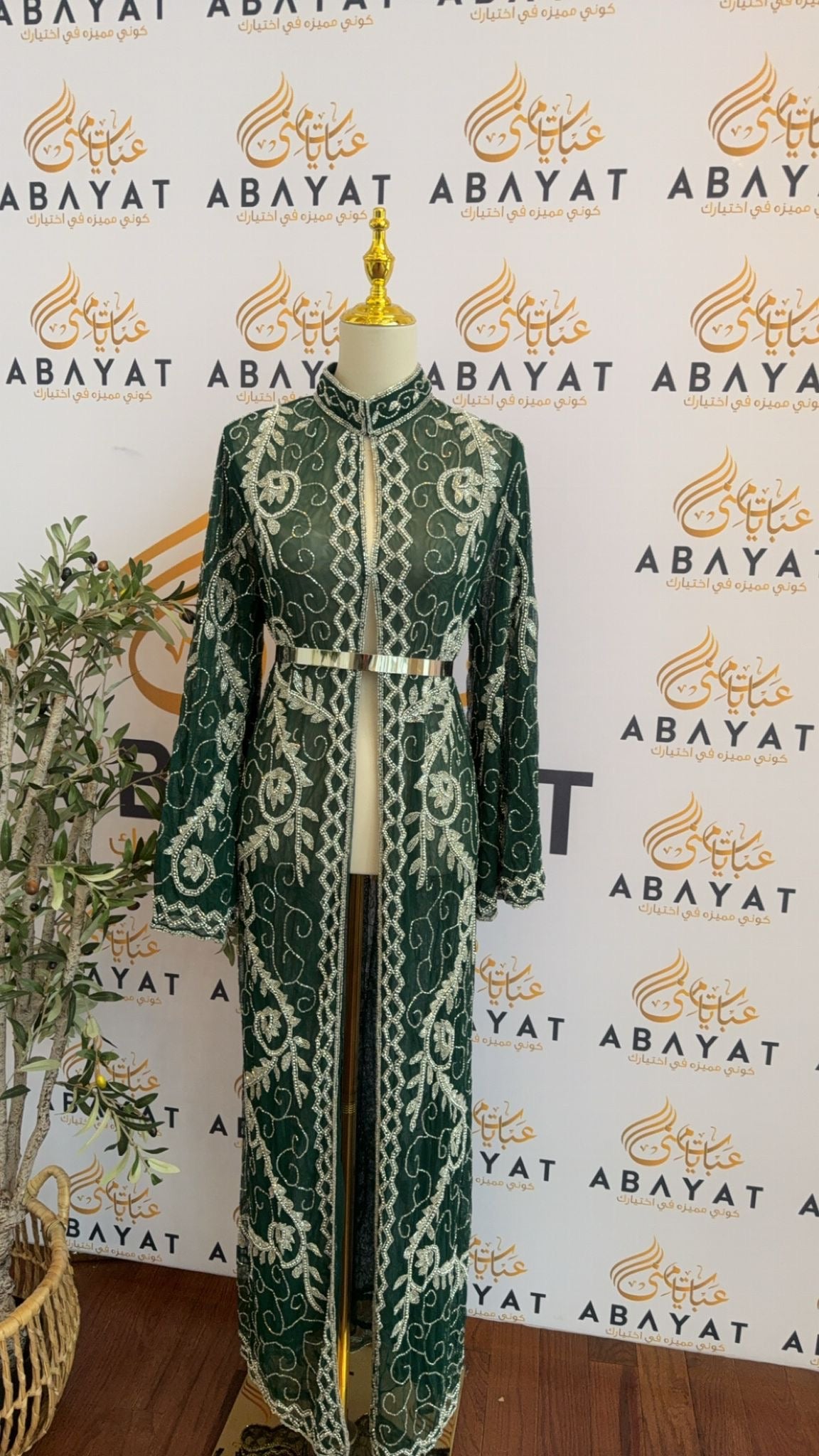 Green Elegance Cardigan Abaya