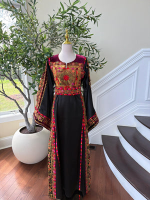 Black Embroidery Tatreez Red Thobe