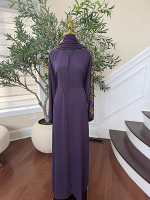 Purple Beaded Sleeve Abaya