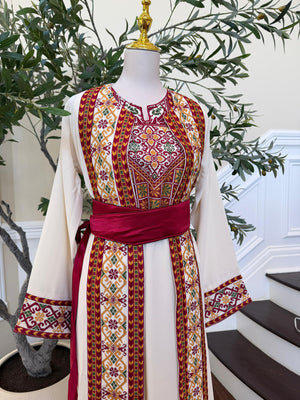 White Embroidery Tatreez Two Piece Thobe