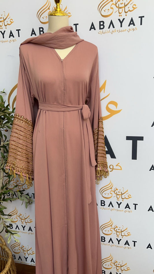 Golden Pink Abaya /2457