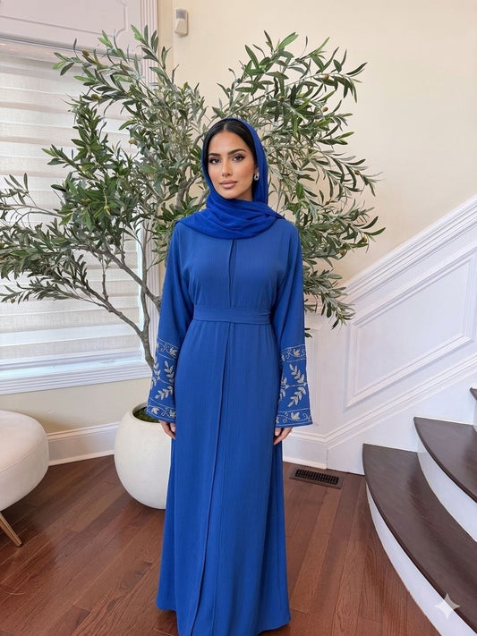 Blue Rose Beaded Abaya