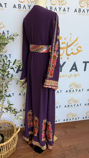 Purple Tatreez Falahi Dress